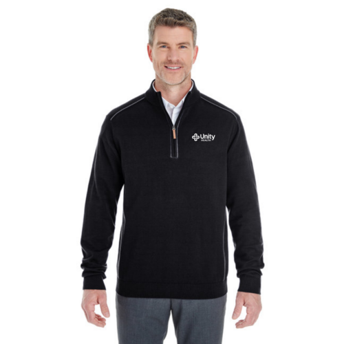 Devon & Jones Men's Manchester Fully-Fashioned Quarter-Zip Sweater